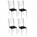 Ver imagem 1 de Kit 4 Cadeiras Lara Cromada para Cozinha Preto