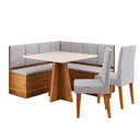 Ver imagem 2 de Conjunto Canto Alemão Baú com Mesa 90x90cm sem Vidro e 2 Cadeiras Bariloche Bege/Mel/Blonde/Juta