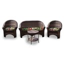 Ver imagem 1 de Conjunto de Sofá Fibra Sintética Bali - 1 Sofá 2L + 2 Poltronas + 1 Mesa Centro - Tecido Saquarema