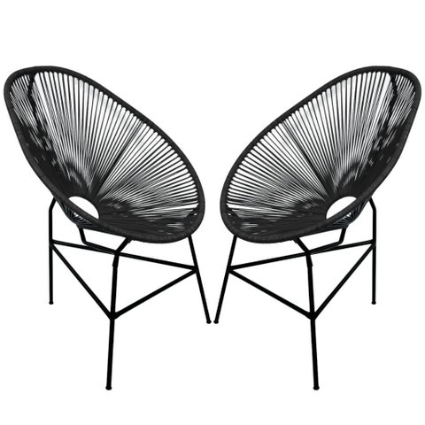 Kit 2 Cadeiras Acapulco Fibra Sintetica(preto)