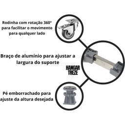 Suporte Geladeira Maquina de Lavar Lava e Seca 4 Pé 4 Roda - 4
