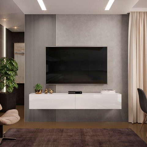 Rack Suspenso Future 2 Portas Dj Móveis 180,5 Cm Branco