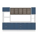 Ver imagem 2 de Cozinha Completa Amara 13 Portas 4 Gavetas com Vidro Azul/branco - Politorno