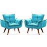 Kit 2 Poltronas Decorativa Opala Suede Azul Tifany - Twdecora - 1