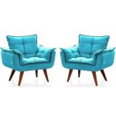 Ver imagem 1 de Kit 2 Poltronas Decorativa Opala Suede Azul Tifany - Twdecora