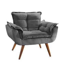 Kit 2 Poltronas Decorativa Opala Suede Grafite - Twdecora - 2
