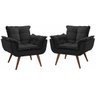 Kit 2 Poltronas Decorativa Opala Suede Preto - Twdecora - 1