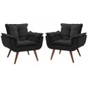 Ver imagem 1 de Kit 2 Poltronas Decorativa Opala Suede Preto - Twdecora
