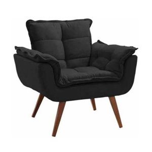 Poltrona Decorativa Opala Suede Preto - Twdecora