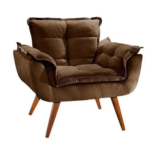 Poltrona Decorativa Opala Suede Marrom - Twdecora - 1