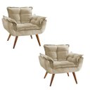 Ver imagem 1 de Kit 2 Poltronas Decorativa Opala Suede Bege - Twdecora