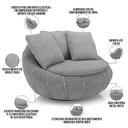 Ver imagem 5 de Kit 02 Poltronas Giratórias para Sala de Estar Kira M03 Bouclê Cinza - Lyam Decor