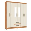 Ver imagem 2 de Guarda-roupa Solteiro Celesti 6 Portas 2 Gavetas com Espelho Cinamomo/off White - Pnr Móveis