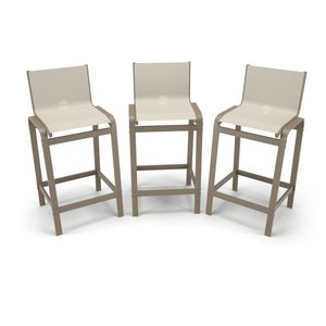 Kit 3 Banquetas Alta Bancada Alumínio Fendi Tela Bege