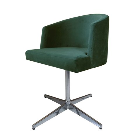 Poltrona Cadeira Estofada Sala Giratoria Base Cromada Arkadina