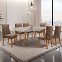 Ver imagem 1 de Mesa de Jantar Copper 180cm Tampo MDF Vidro com 6 Cadeiras Yasmin