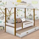 Ver imagem 1 de Cama Casa Solteiro Sara Branca com Led, Auxiliar e 02 Colchões