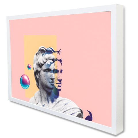 Quadro Decorativo Caixa Arte Sofisticada Tacolado Moldura Caixa Alta 4,5cm Madeira sem Vidro 60 X 90