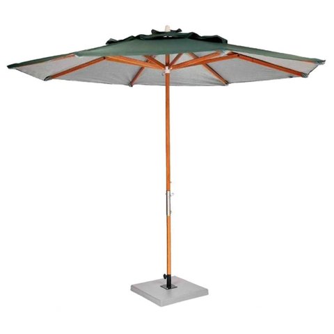 Ombrelone Leblon Verde Militar em Madeira 2,40 Mt (larg) Base 65x65 Cm Central com Tecido Bagun -