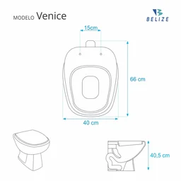 Assento Sanitario Poliester com Amortecedor Venice Branco para Vaso Belize - 1