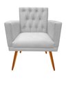 Ver imagem 2 de Kit 2 Poltronas Decorativa Nina Capitonê Couro Branco Pés Madeira Ms Decor