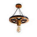 Ver imagem 1 de Pendente Luminária Lustre Roda de Carroça 33cm de Madeira Maciça - Cerejeira