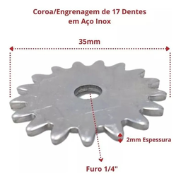 12 Engrenagens Rosca sem Fim Direita Varão Gira Grill - 2