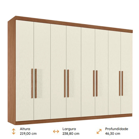 Guarda Roupa Casal 8 Portas 4 Gavetas Master New Santos Andirá Jatobá Areia