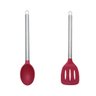 Kit Colher e Espátula Silicone Cabo Inox Vinho Bordô 2 Peças - 1