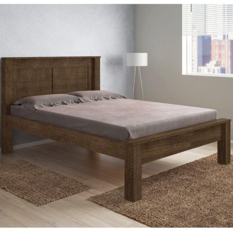 Cama Casal Roma com Cabeceira MDF Malbec Marrom 148cm Estrutura Framar