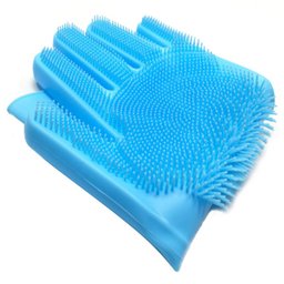 Luvas de Silicone Para Esfregar Louças Azul - 3