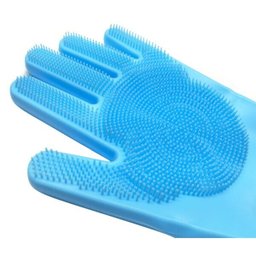 Luvas de Silicone Para Esfregar Louças Azul - 2