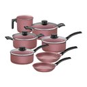 Ver imagem 1 de Jogo de Panelas 7 Peças Turim Aluminio Antiaderente Rosa