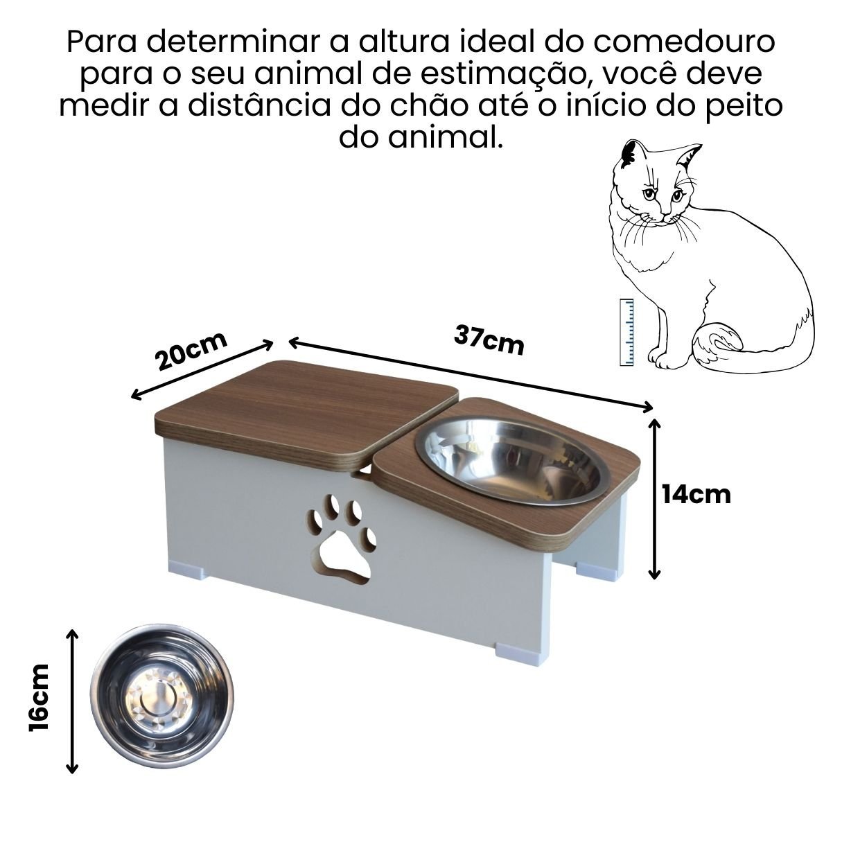 Comedouro Elevado Hibrido Cachorro Base Bebedouro Pet mdf - Inox - 2