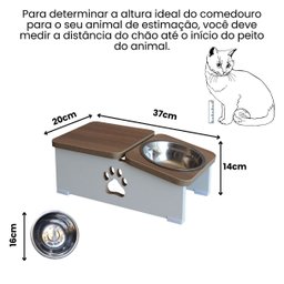 Comedouro Elevado Hibrido Cachorro Base Bebedouro Pet mdf - Inox - 2