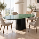 Ver imagem 4 de Mesa de Jantar Oblongo 140x90cm - Mármore Verde Guatemala