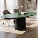 Ver imagem 1 de Mesa de Jantar Oblongo 140x90cm - Mármore Verde Guatemala