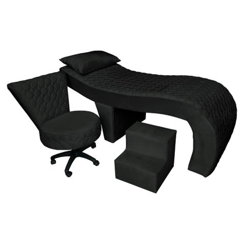 Kit Maca Estética Metalasse com Mocho e Escadinha 80 Cm Slk Decor Nina Preto