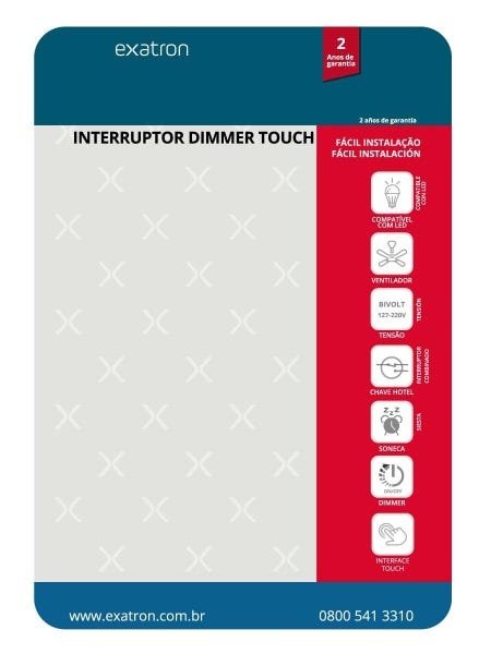 Kit 4 Interruptores Dimmer Toque Temporizado Bivolt Exatron - 6