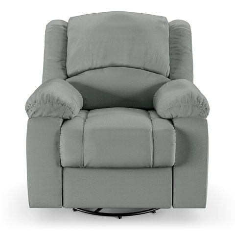 Poltrona do Papai Reclinável Sala de Cinema Barcelona Glider Manual Giratória Massagem USB PU Cinza 