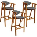 Ver imagem 1 de Kit 03 Banquetas Alta Para Cozinha Sala de Jantar Fixa Cecília L02 Linho Cinza Escuro - Lyam Decor