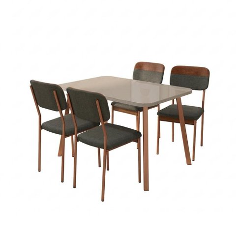Conjunto Sala de Jantar 4 Cadeiras Jasmim Carraro Off White Rosê