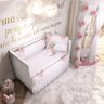Kit Berço Menina Princesa Clássica Rosa 7Pçs Grão de Gente - 4