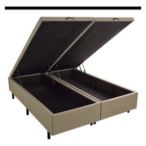 Base Box Baú King 193x203 Courino Linho Cor Bege