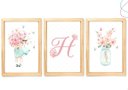 Ver imagem 1 de Kit com 3 Quadros Decorativos Menina em Aquarela Flores: Pinus
