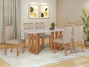 Ver mais imagens de Conjunto Sala de Jantar Mesa Téssera 170 Tampo Vidro Off White com 6 Cadeiras Bonna - Lopas Amendoa