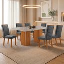 Ver imagem 2 de Mesa de Jantar Eloise 180cm Tampo Mdf Vidro Canto Copo com 6 Cadeiras Lira