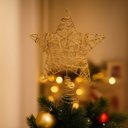 Ver imagem 2 de Estrela Ponteira Aramada Tridimensional Dourado Rústico Espiral 29cm - Magizi