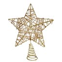 Ver imagem 4 de Estrela Ponteira Aramada Tridimensional Dourado Rústico Espiral 29cm - Magizi