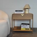 Ver mais imagens de Mesa de Cabeceira 60cm 1 Gaveta Orgânica Pé Metal Luna Bege